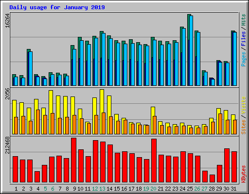 Daily usage for January 2019